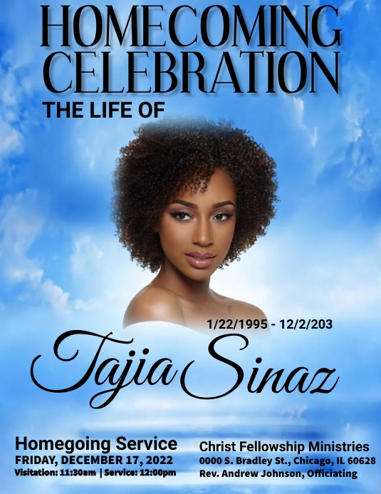 Funeral Announcement flyer,simple modern Template PosterMyWall